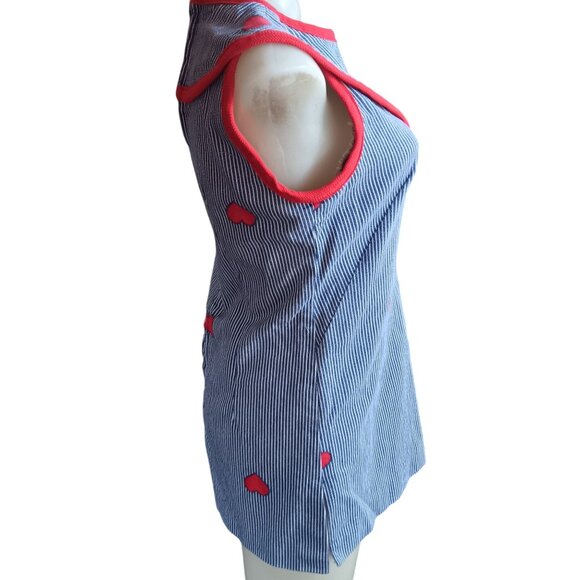 Vintage Small Mini Dress 1970's 1of1 Handmade Sleeveless Heart Love Stretch Thic - Picture 4 of 7